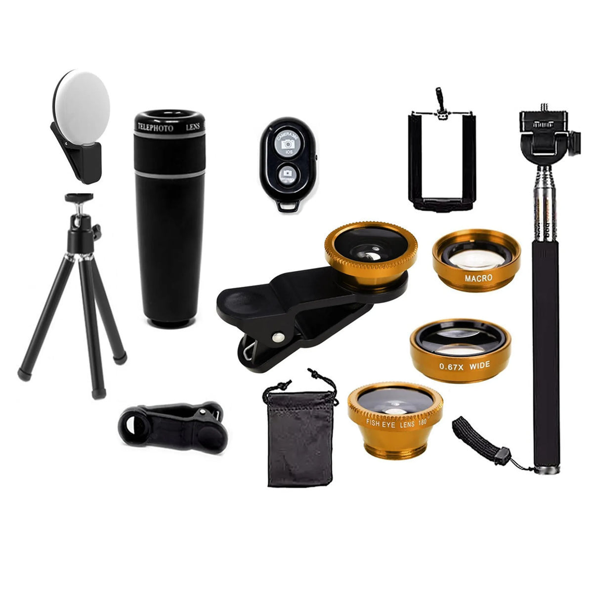 11 in 1 Smartphone Camera Lens Kit - 1, Gold