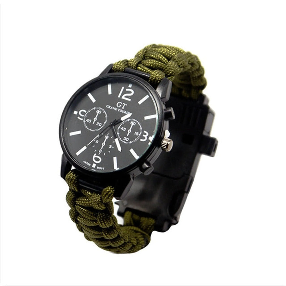 Outdoor Multi function Camping Survival Watch Bracelet Tools With LED Light - Red/blue, 1