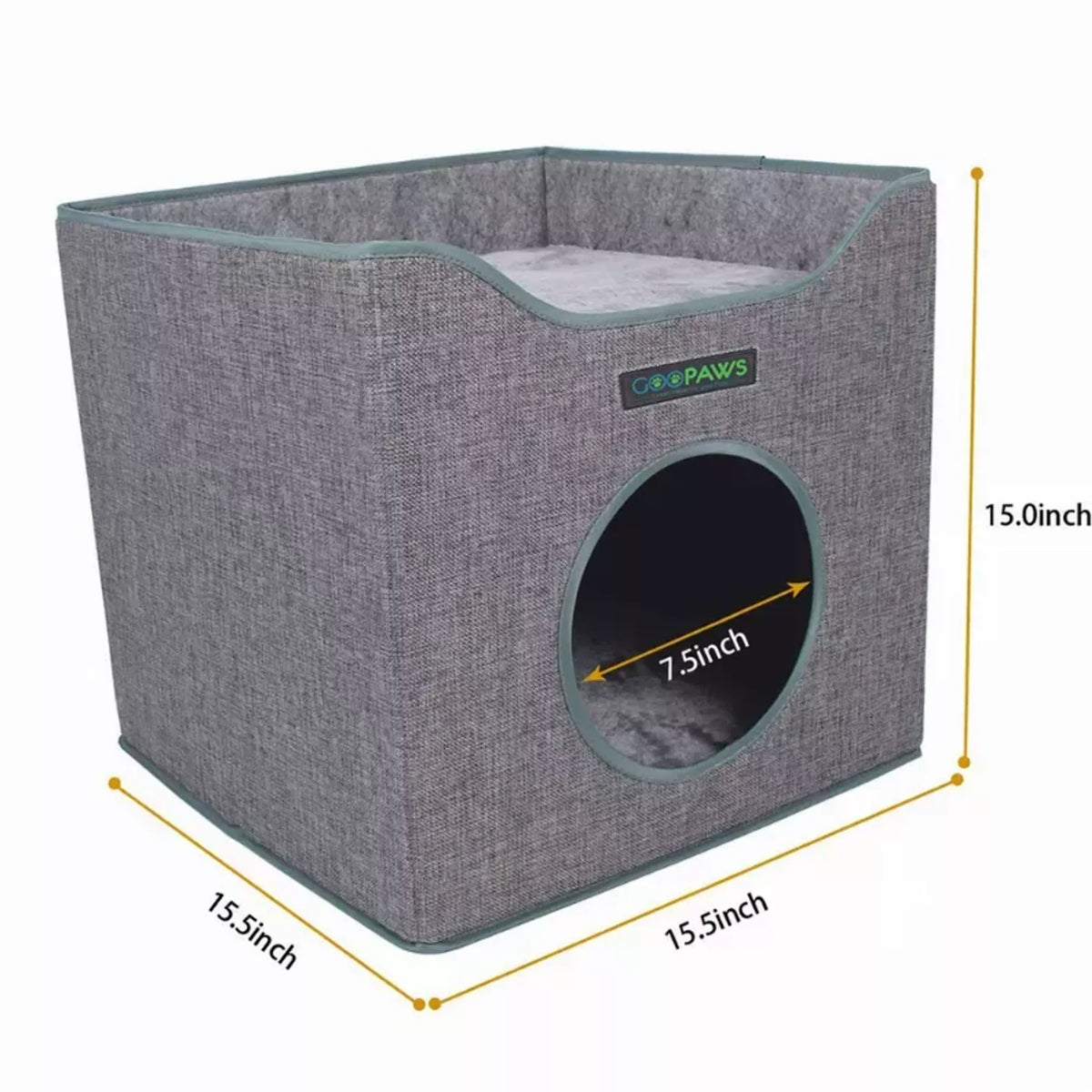 JESPET Foldable Cat Condo, Cat Cube House & Sleepping Bed with Lying Surface and 2 Reversible Cushions, Cat Hiding Place, Cat