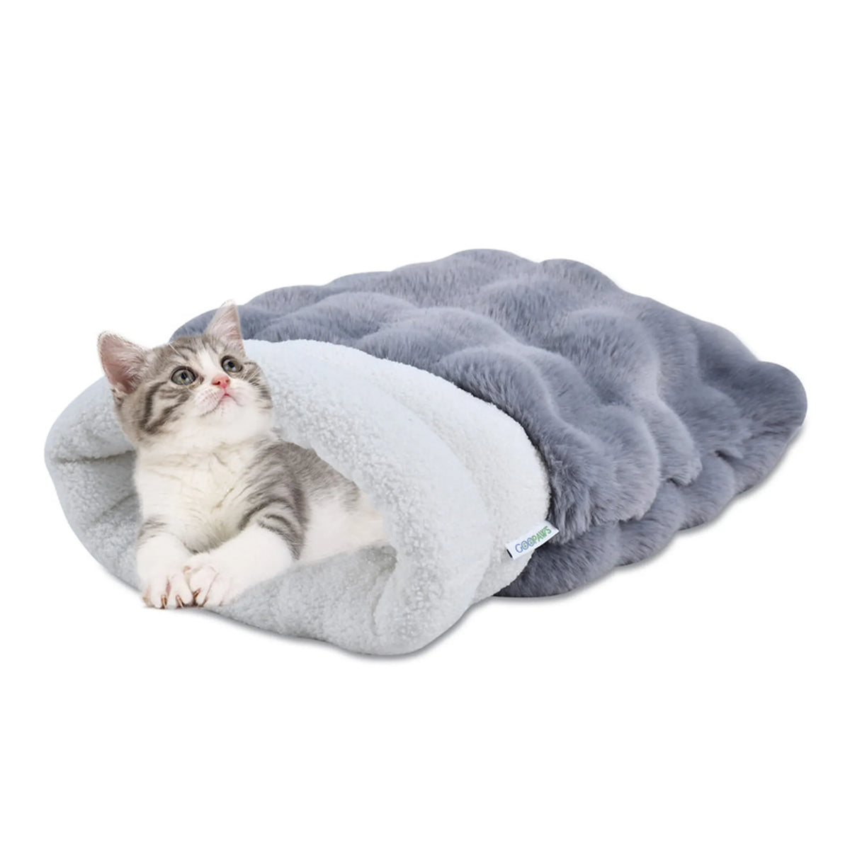 GOOPAWS 4 in 1 Self Warming Cat Sack Bed Cave - Cream, 21 X 17 X 3 INCHES, 1