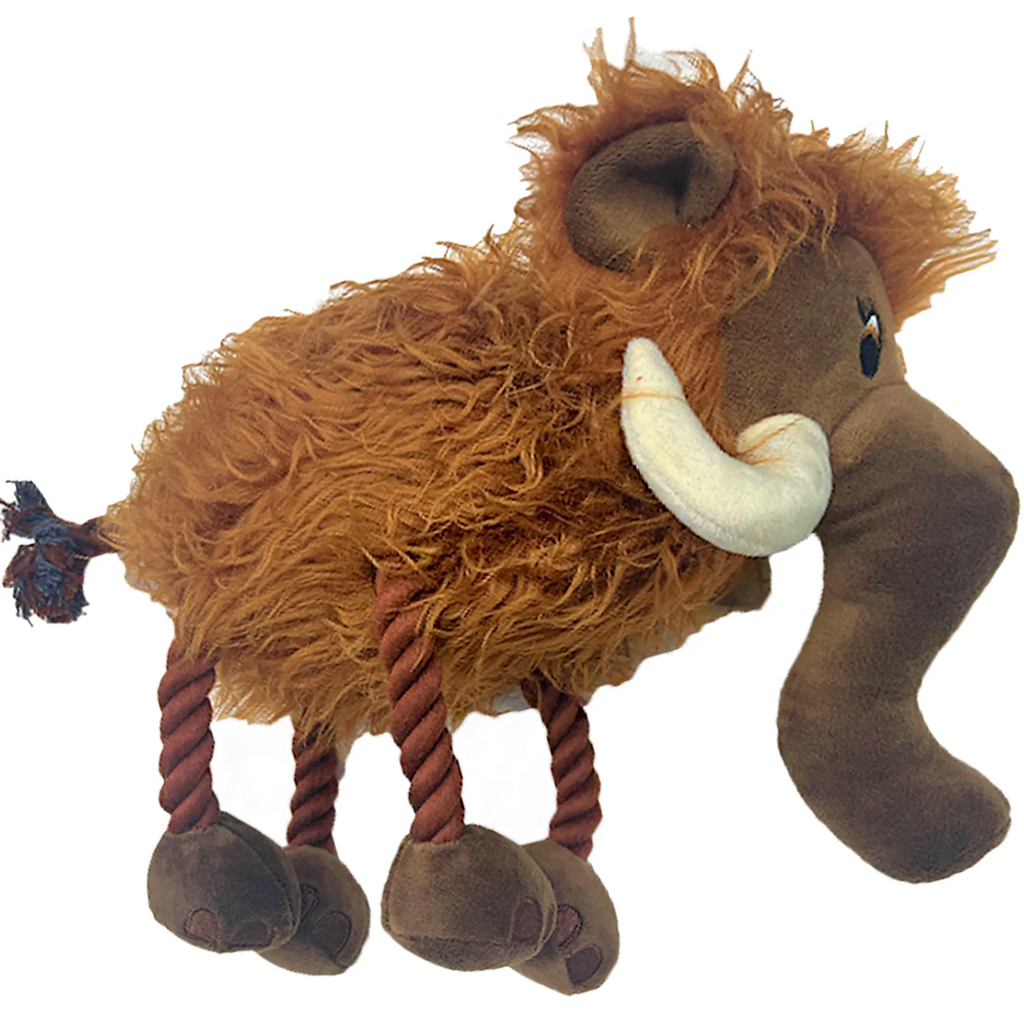 Woolly Mammoth Pet Plush Dog Toy with Rope Legs and Tail