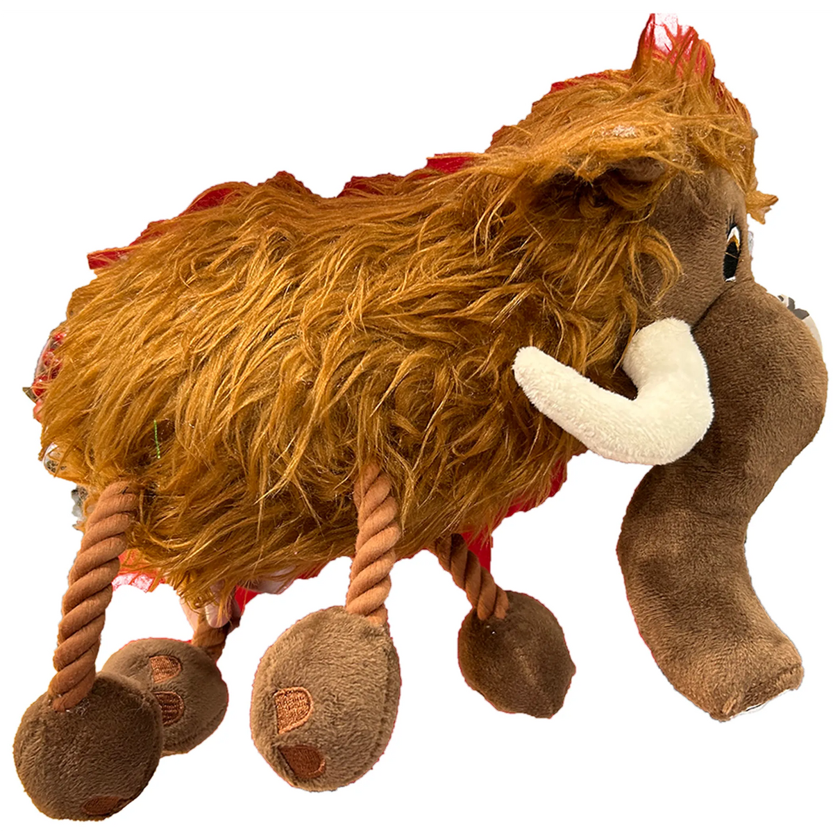 Woolly Mammoth Pet Plush Dog Toy with Rope Legs and Tail