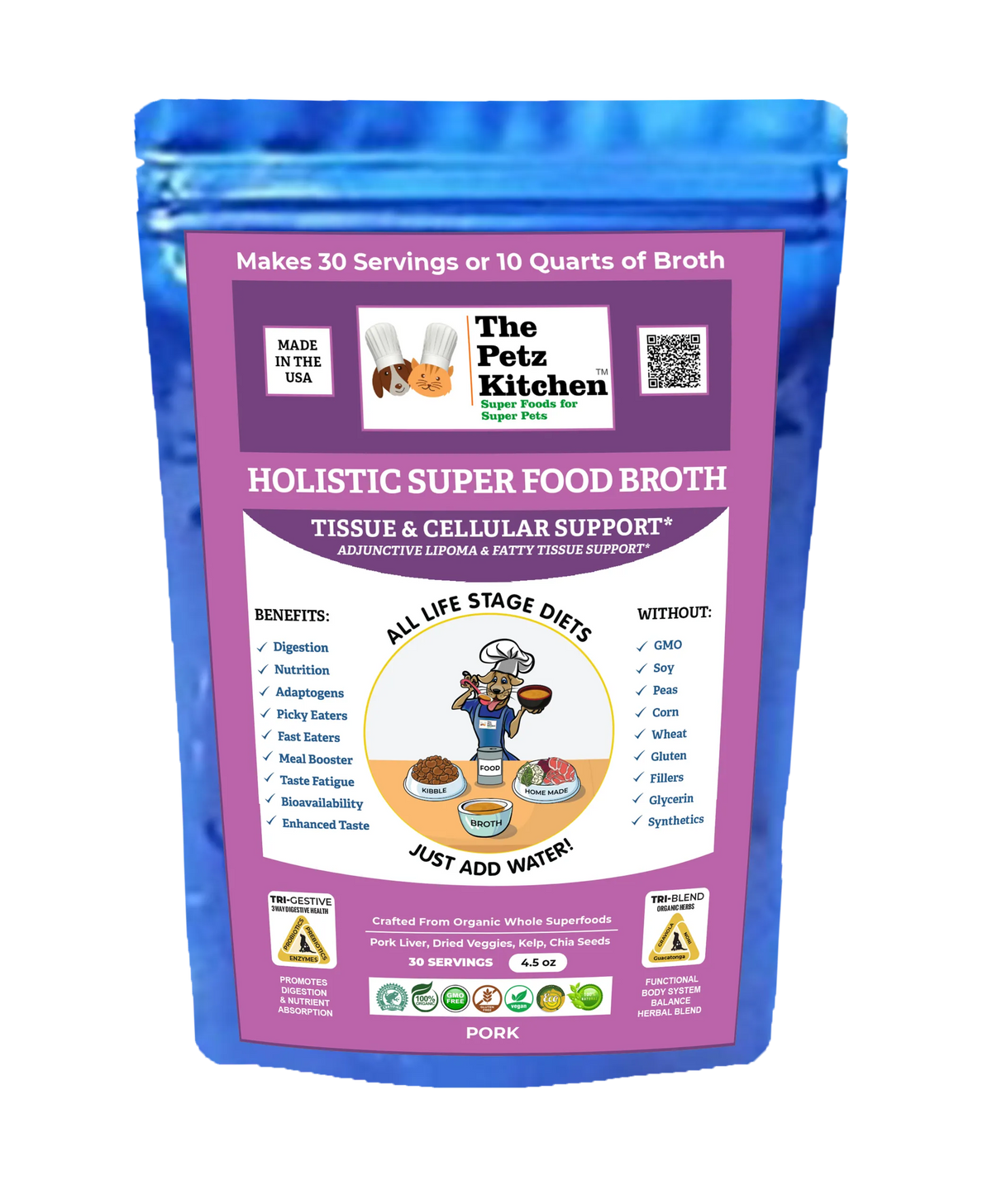 Super Food Broth Tissue & Cellular Support For Dogs The Petz Kitchen Lipoma & Tissue Support - 4.5 OZ., 1, Beef