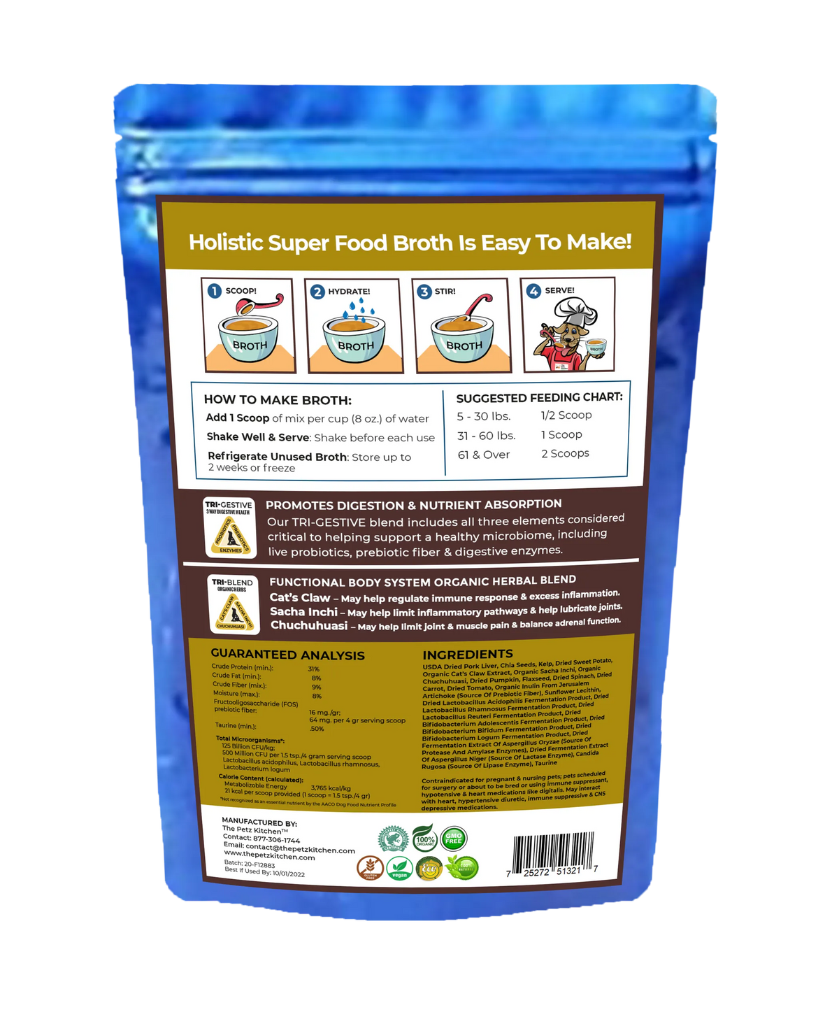 Super Food Broth Joint & Active Body Support The Petz Kitchen Dogs & Cats
