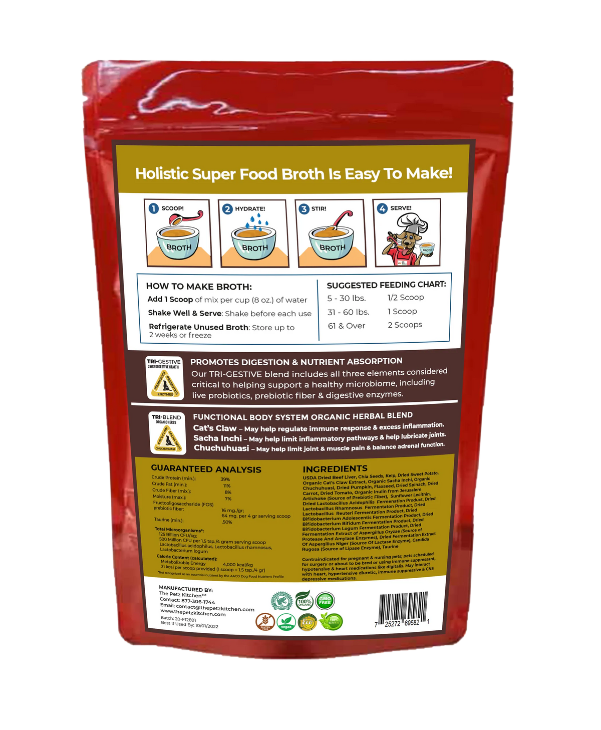Super Food Broth Joint & Active Body Support The Petz Kitchen Dogs & Cats