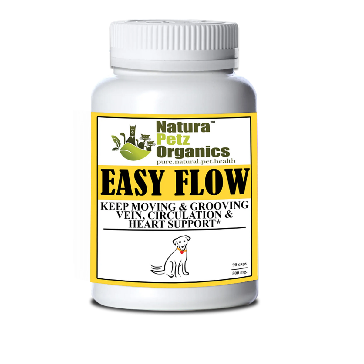 Easy Flow Keep Moving & Grooving - Vein, Circulation & Heart Support - DOG / 90 CAPS / 500 MG, 1