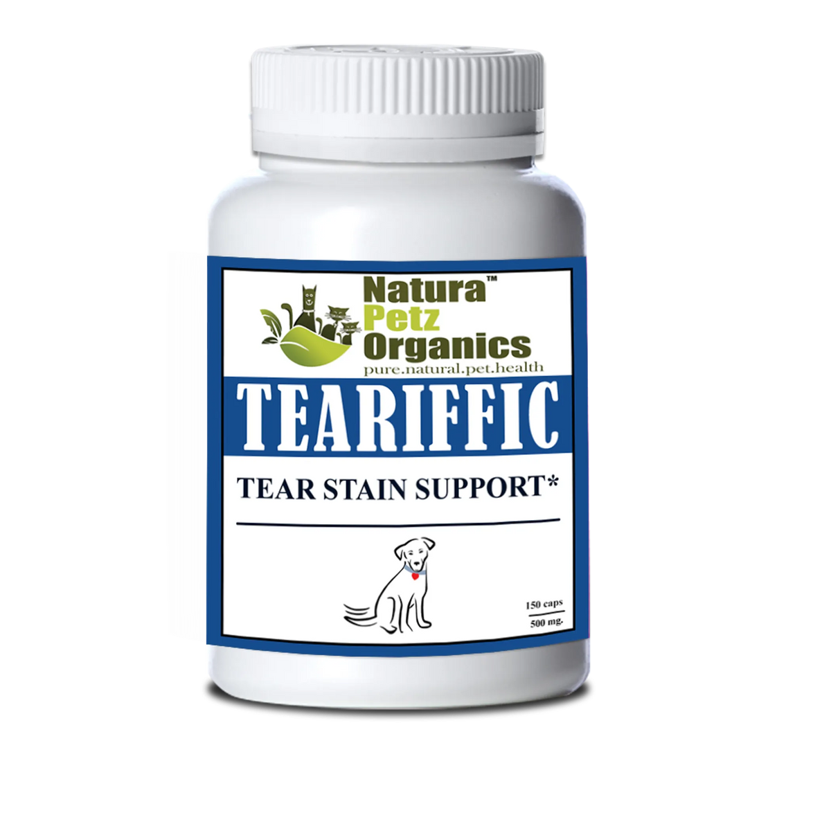 Teariffic - Tear Stain Support For Dogs Tear Stain Support For Cats - DOG 250 CAPS - 500 MG SIZE 1 CAP /, 1