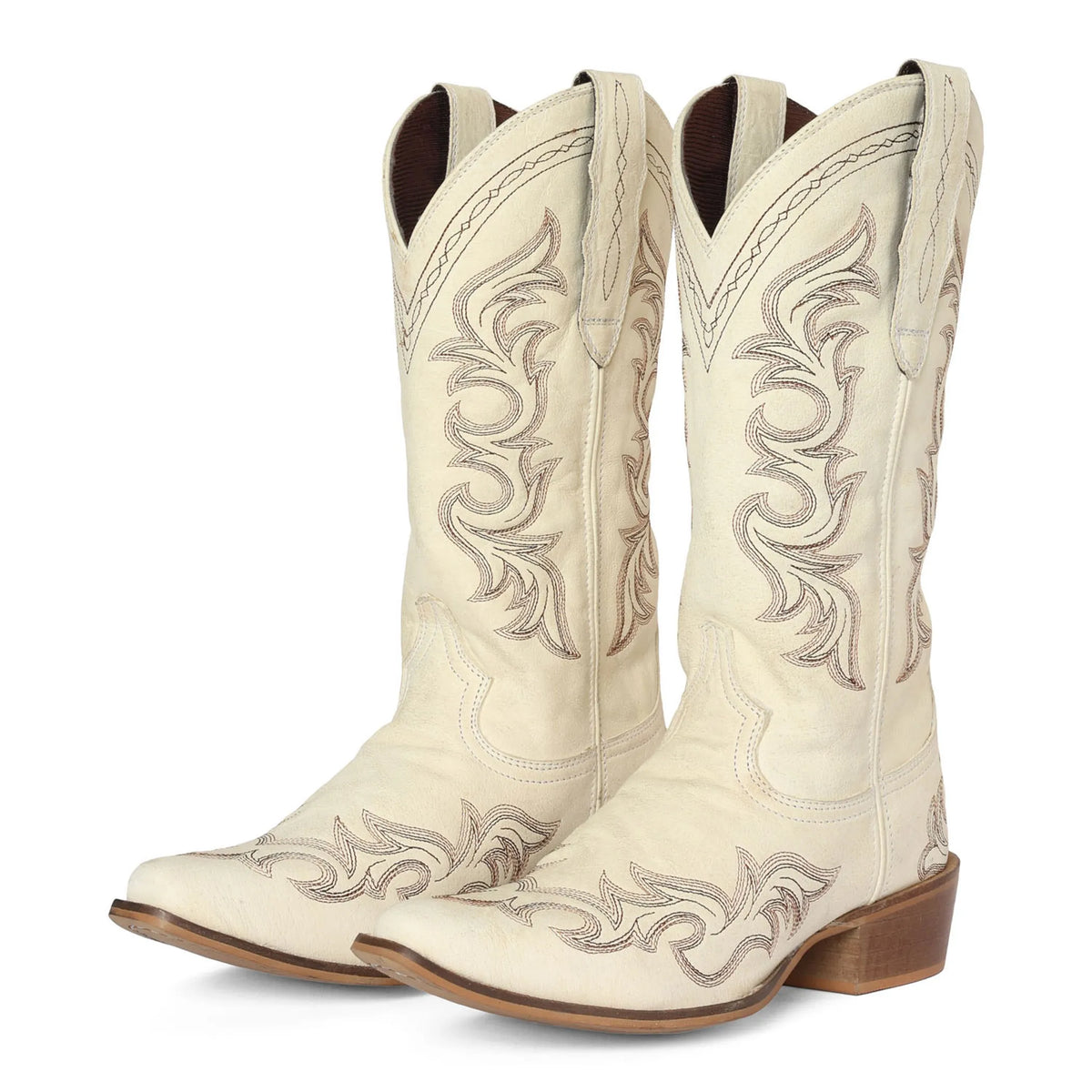 TuffRider Womens Snip Toe Paris Embroidered White Western Boots - Cream - 10
