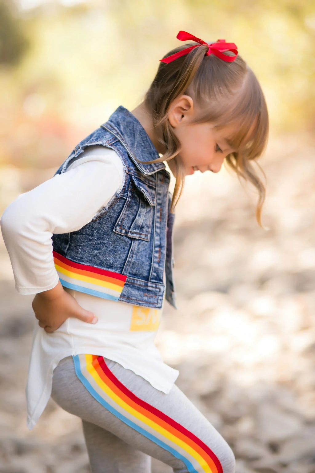 Vintage Rainbow Denim Vest