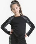 Tie Front Top Ft Spliced Jacquard Sleeves