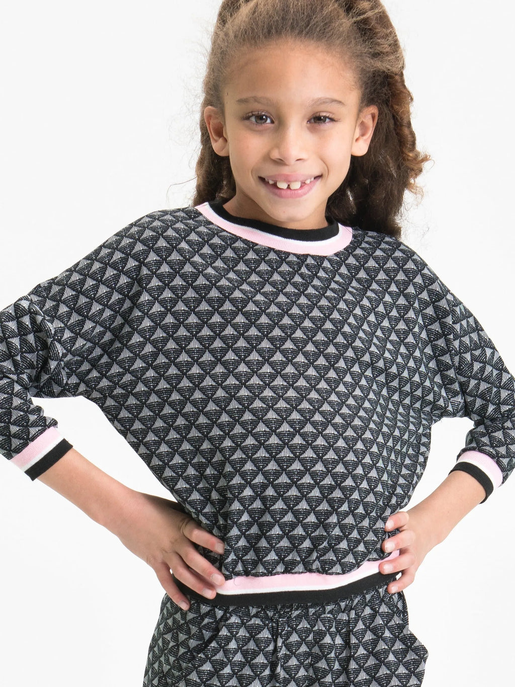 Jacquard Top Ft Decorative Stripe Rib