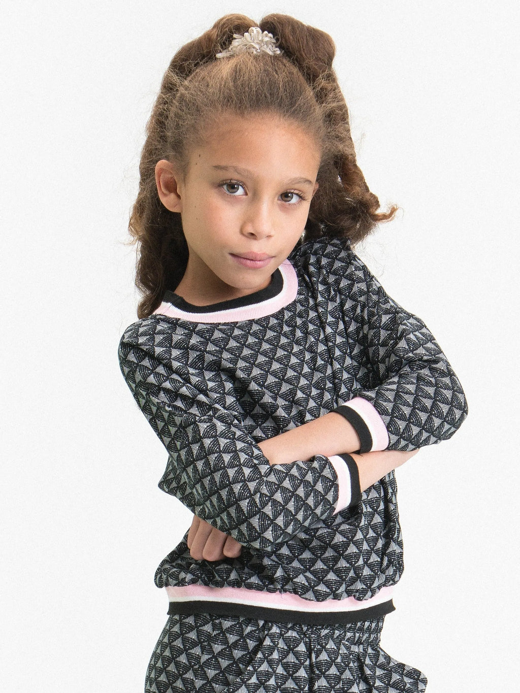 Jacquard Top Ft Decorative Stripe Rib