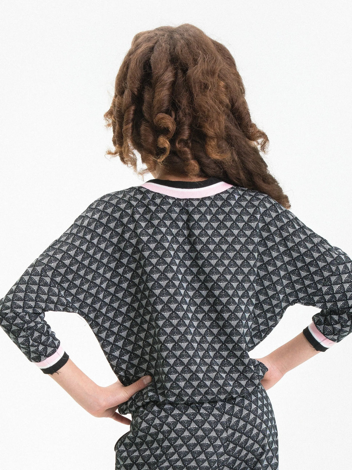 Jacquard Top Ft Decorative Stripe Rib