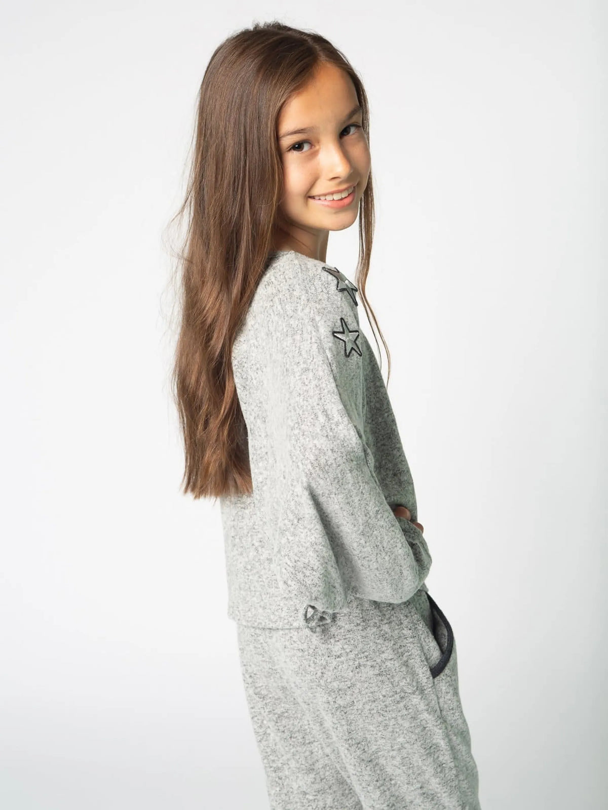 Super Soft Fleece Top Ft Star Patches & Drawstrings