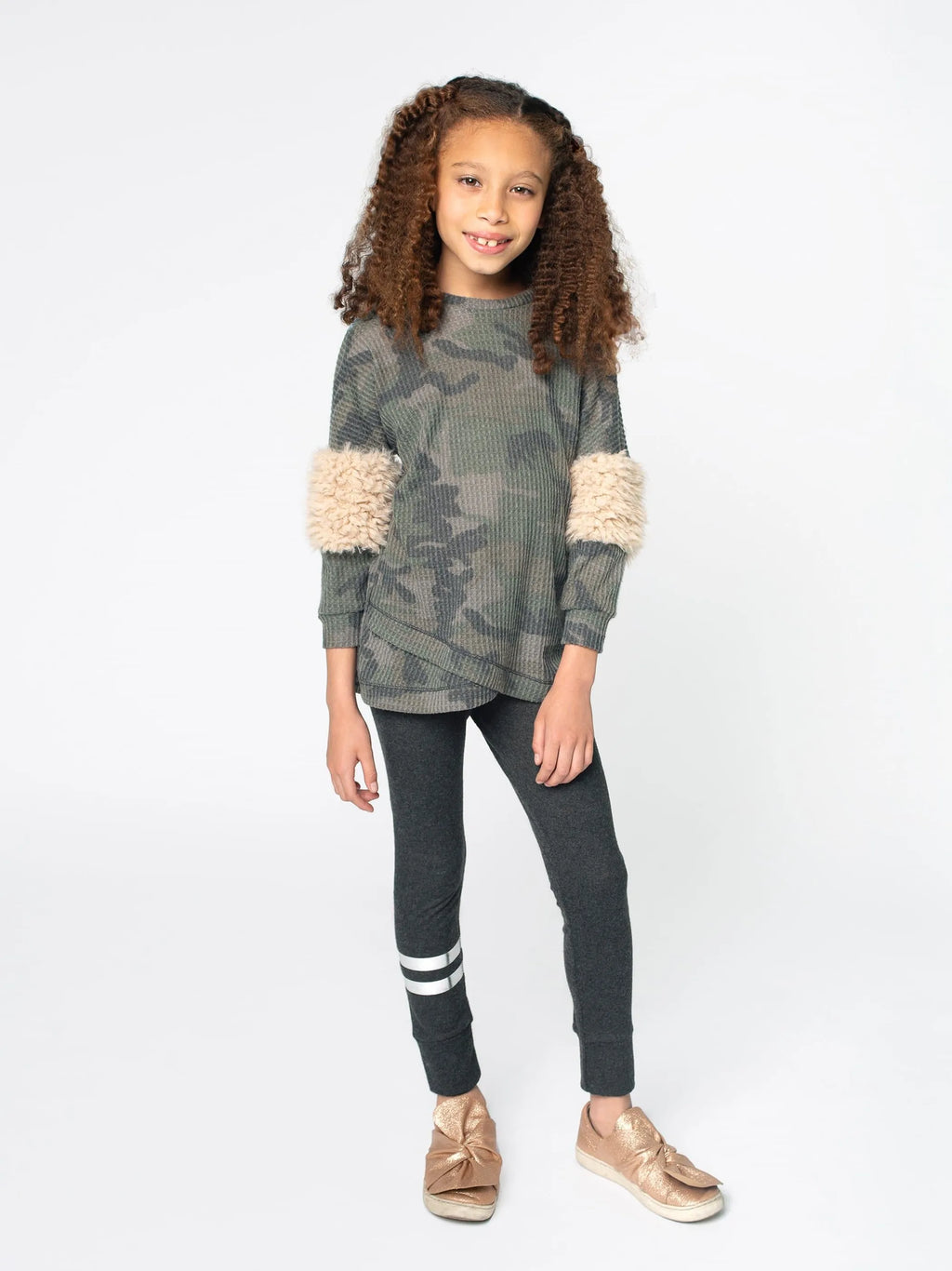 Camo Sweatshirt Tunic Ft Fur Insert