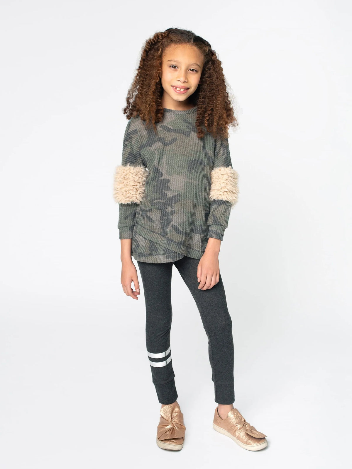 Camo Sweatshirt Tunic Ft Fur Insert