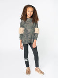Camo Sweatshirt Tunic Ft Fur Insert
