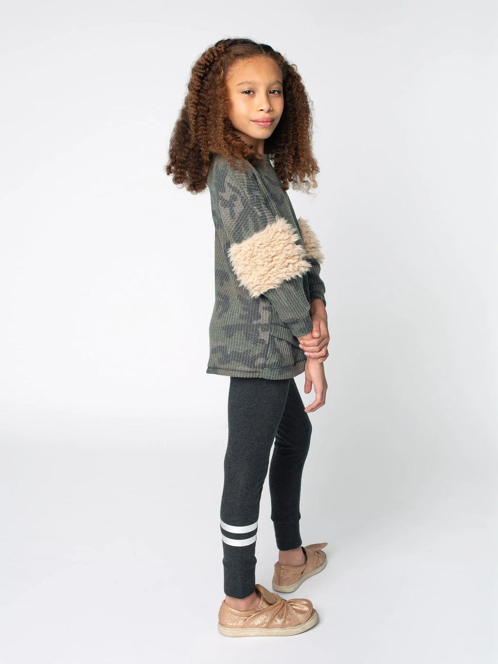 Camo Sweatshirt Tunic Ft Fur Insert