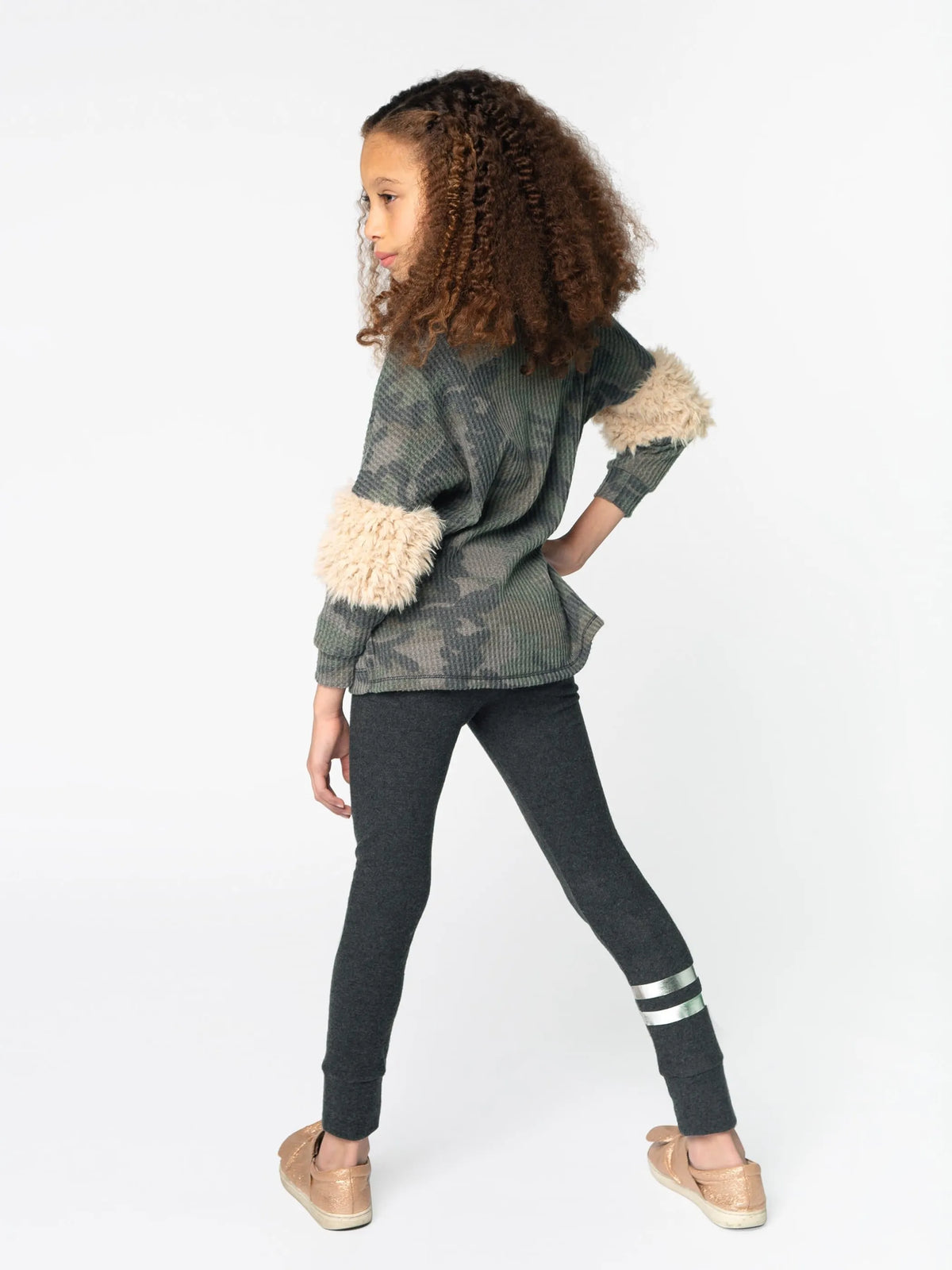 Camo Sweatshirt Tunic Ft Fur Insert