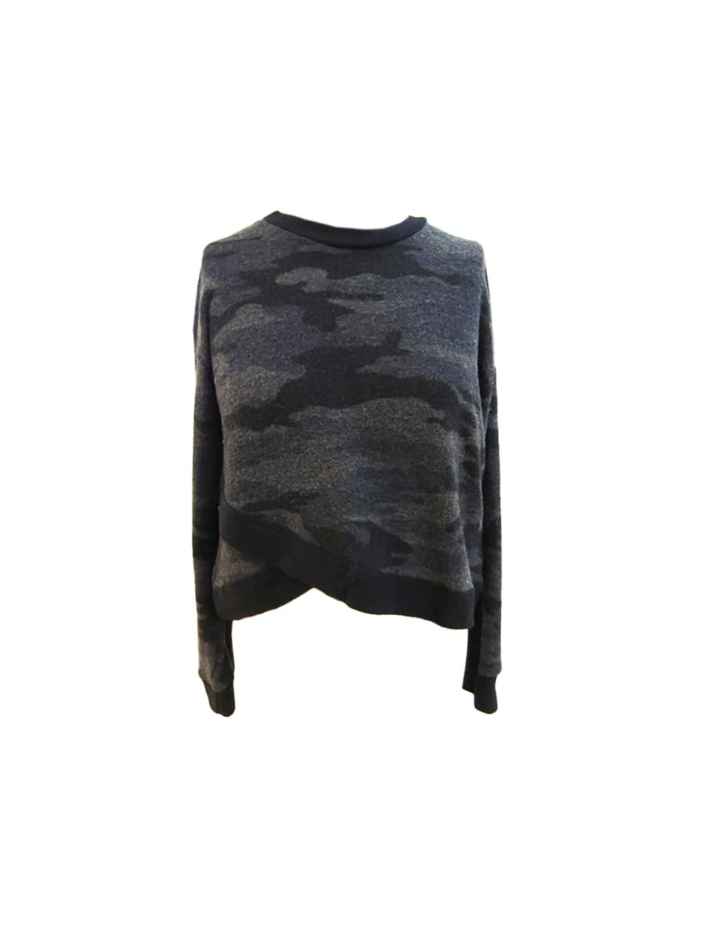 Black Camo Top ft Cross Cut Hem