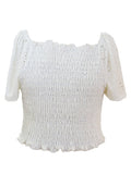 White Eyelet Smocking Top