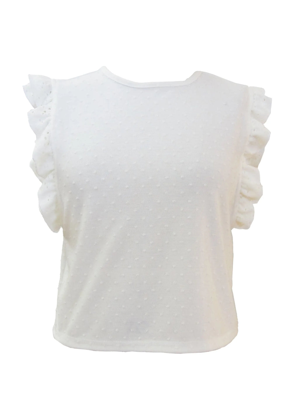 White Eyelet Ruffle Top