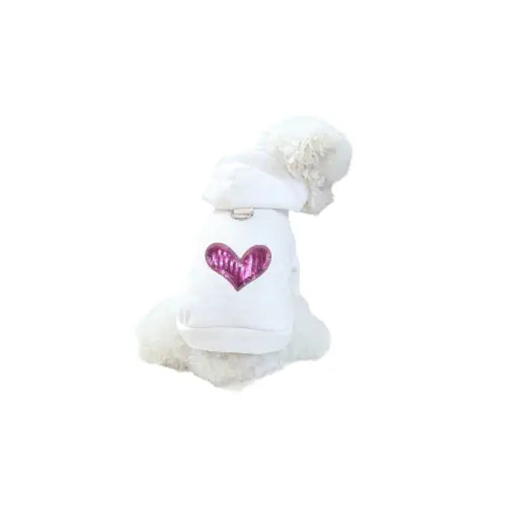Sequin Heart Lightweight Hoodie- Dog Hoodie