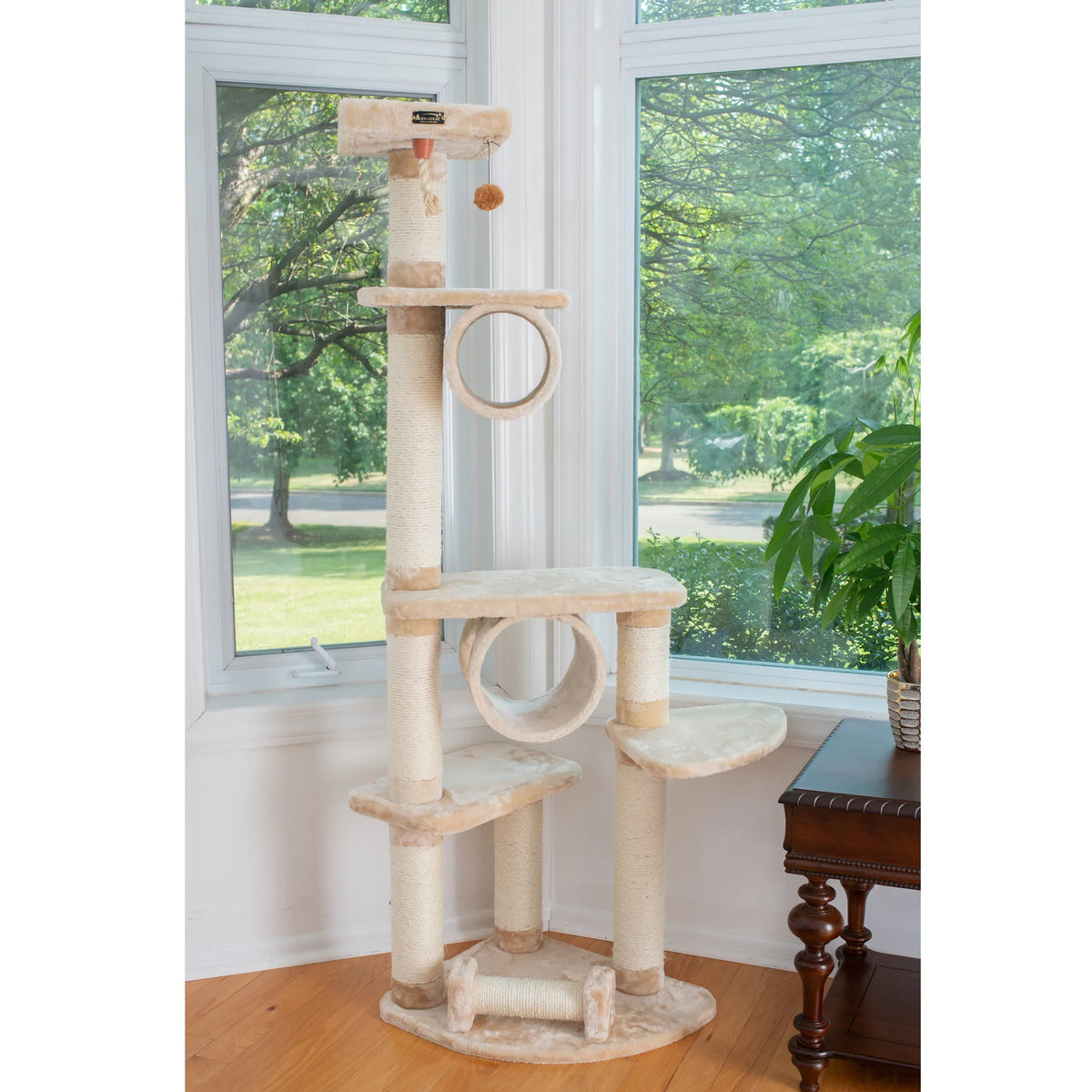 74 " H Real Wood Cat Tree With Cured Sisal Posts A7463
