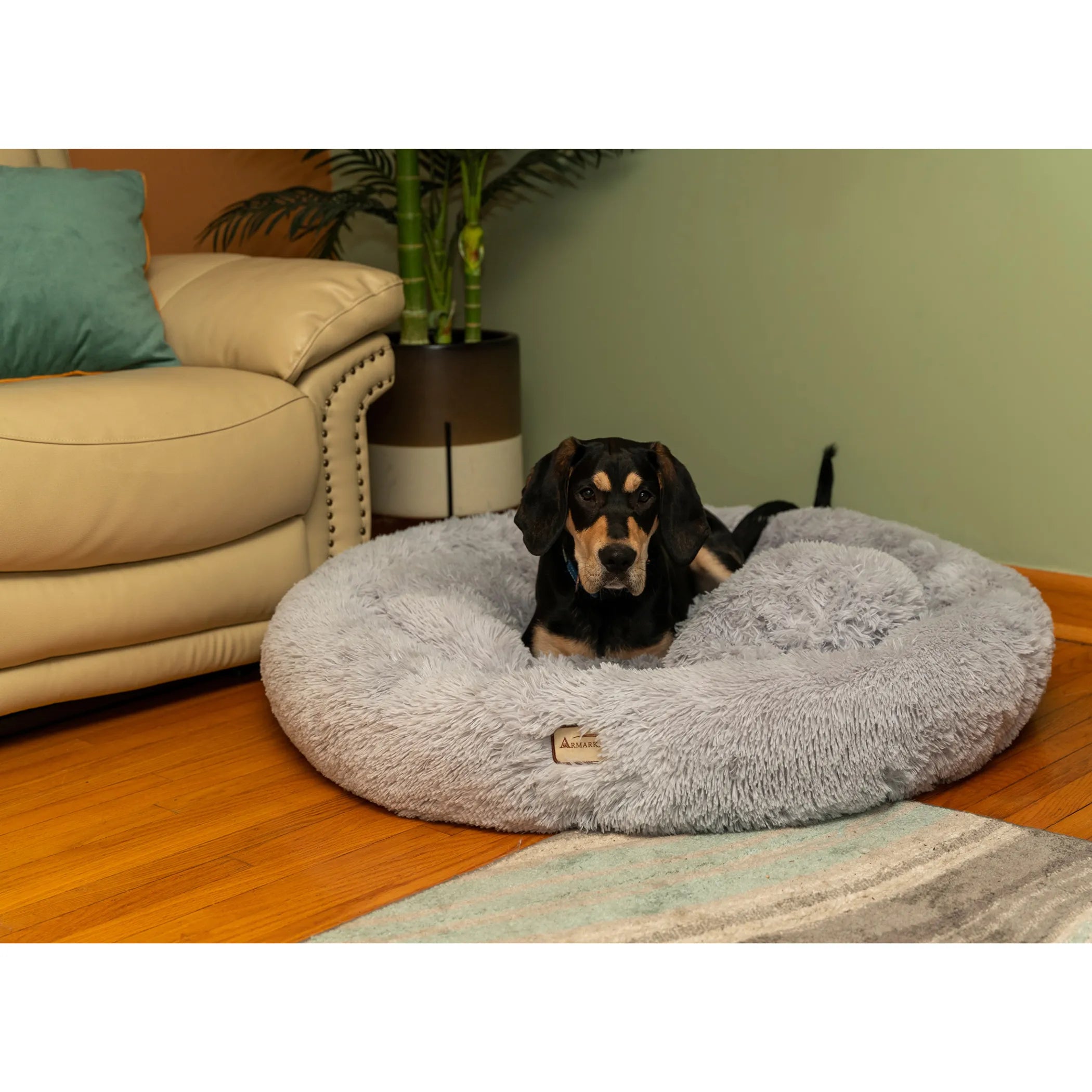 Armarkat Extra Large, Fluffy Gray Round Cat Bed - C71NHS