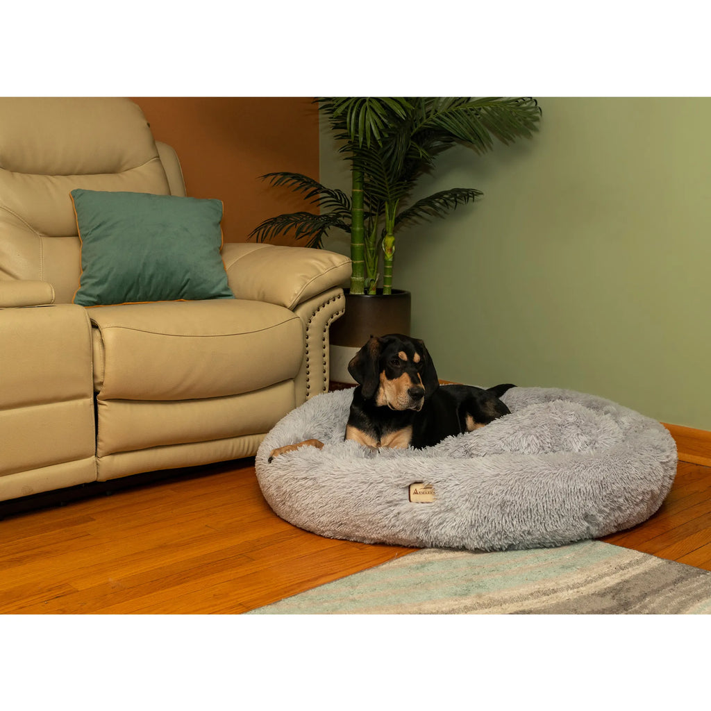 Armarkat Extra Large, Fluffy Gray Round Cat Bed - C71NHS