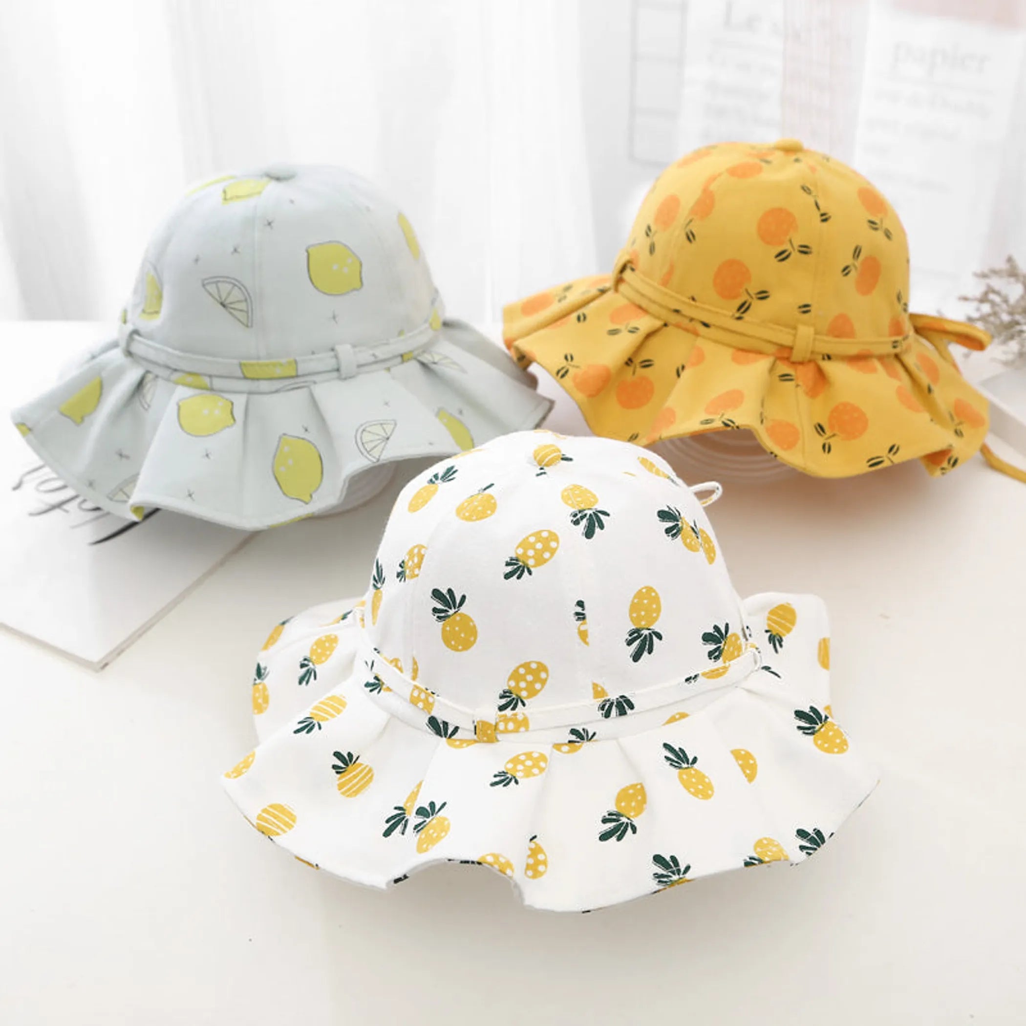Baby Girl Floral Print Adjustable Design Sunshade Bucket Hats