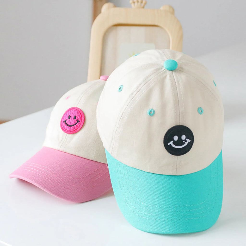 Baby Smiley Embroide Pattern Color Matching Design Sunshade Peaked Hats