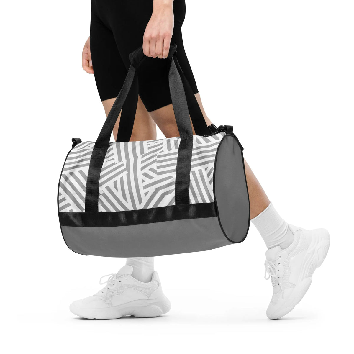 Grey and White Print Gym Bag - DEFAULT TITLE, 1