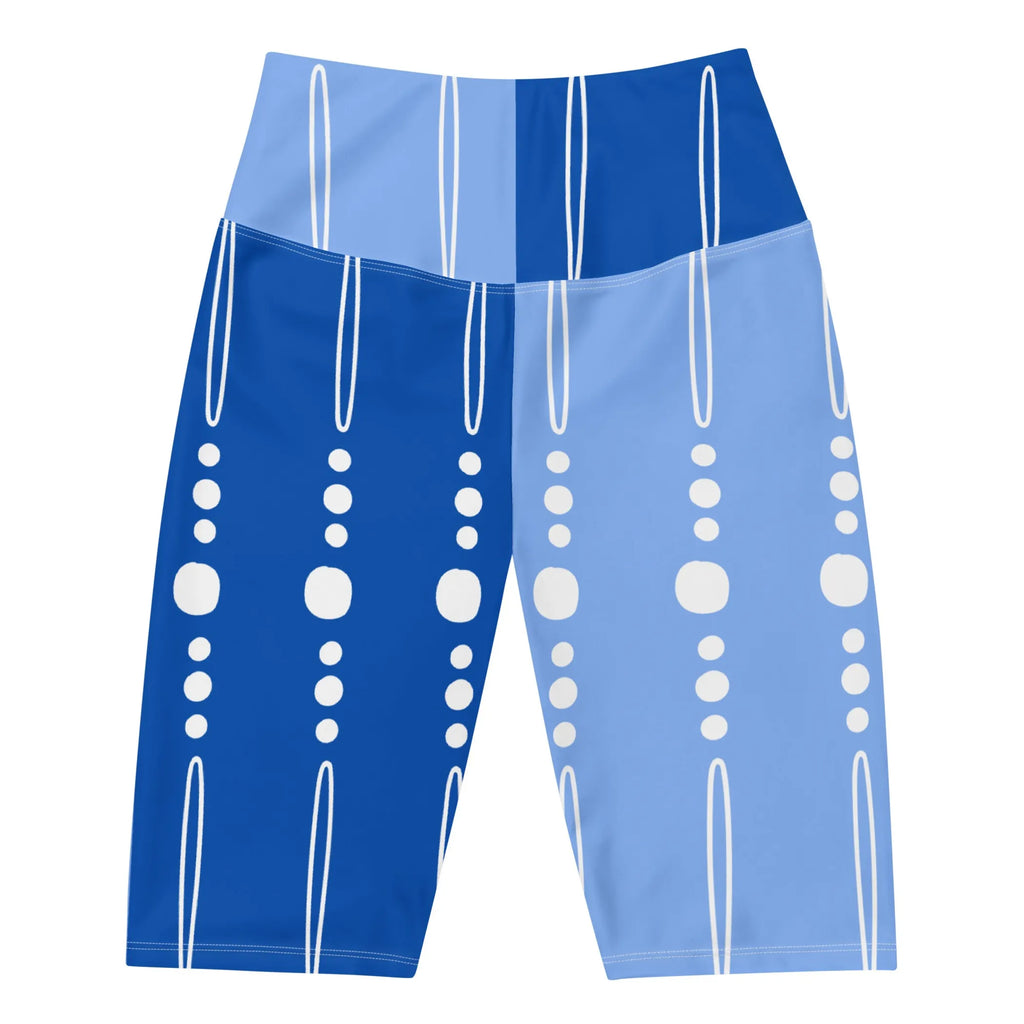 Blue Tribal Lines Biker Shorts - XS, 1