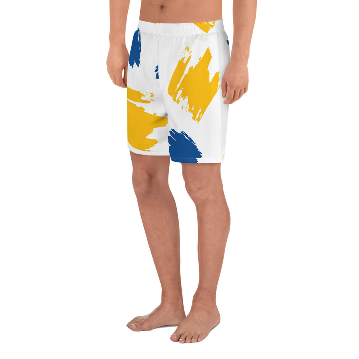 Yellow Blue Brushstroke Athletic Shorts