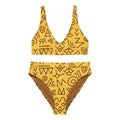 Yellow and Brown Pattern Women Recycled High-Waisted Bikini - S, 1