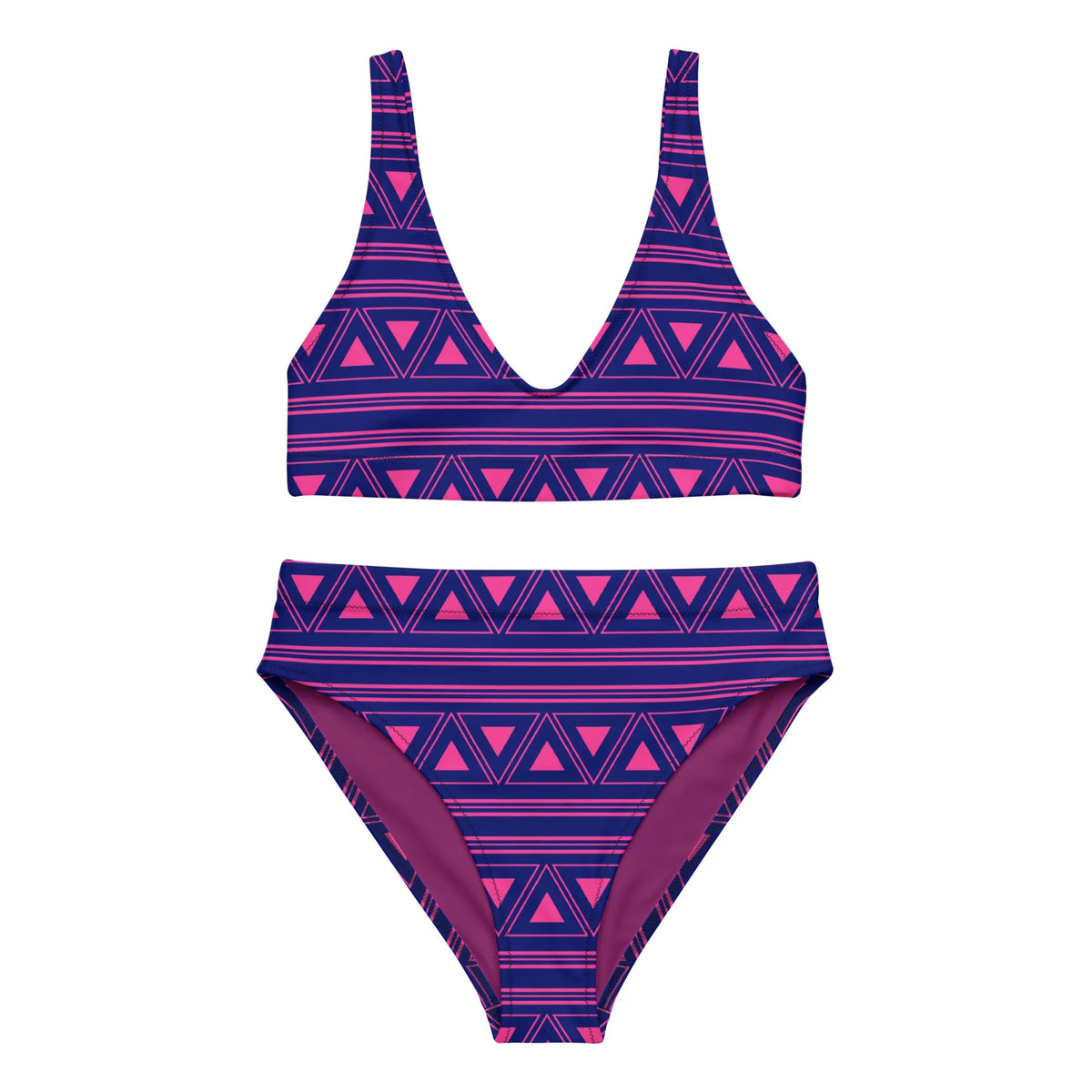 Purple Ethnic Tribal Recycled High Waisted Bikini for Women - M, 1
