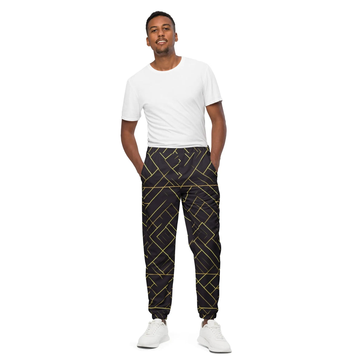 Unisex Track Pants - Draft black and gold printed, 3XL, 1