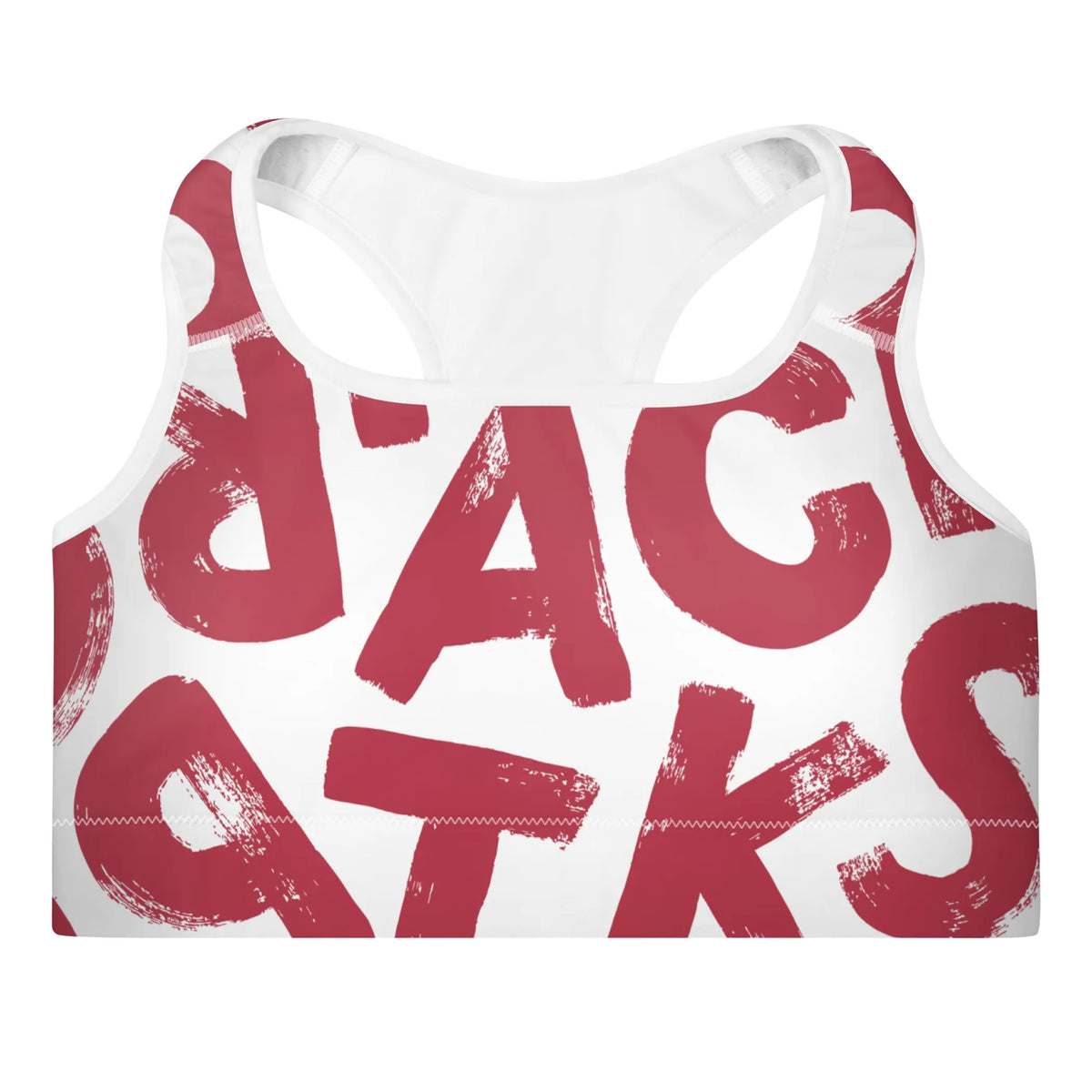 Red and White Pattern Women's Work Out Bra - S, 1