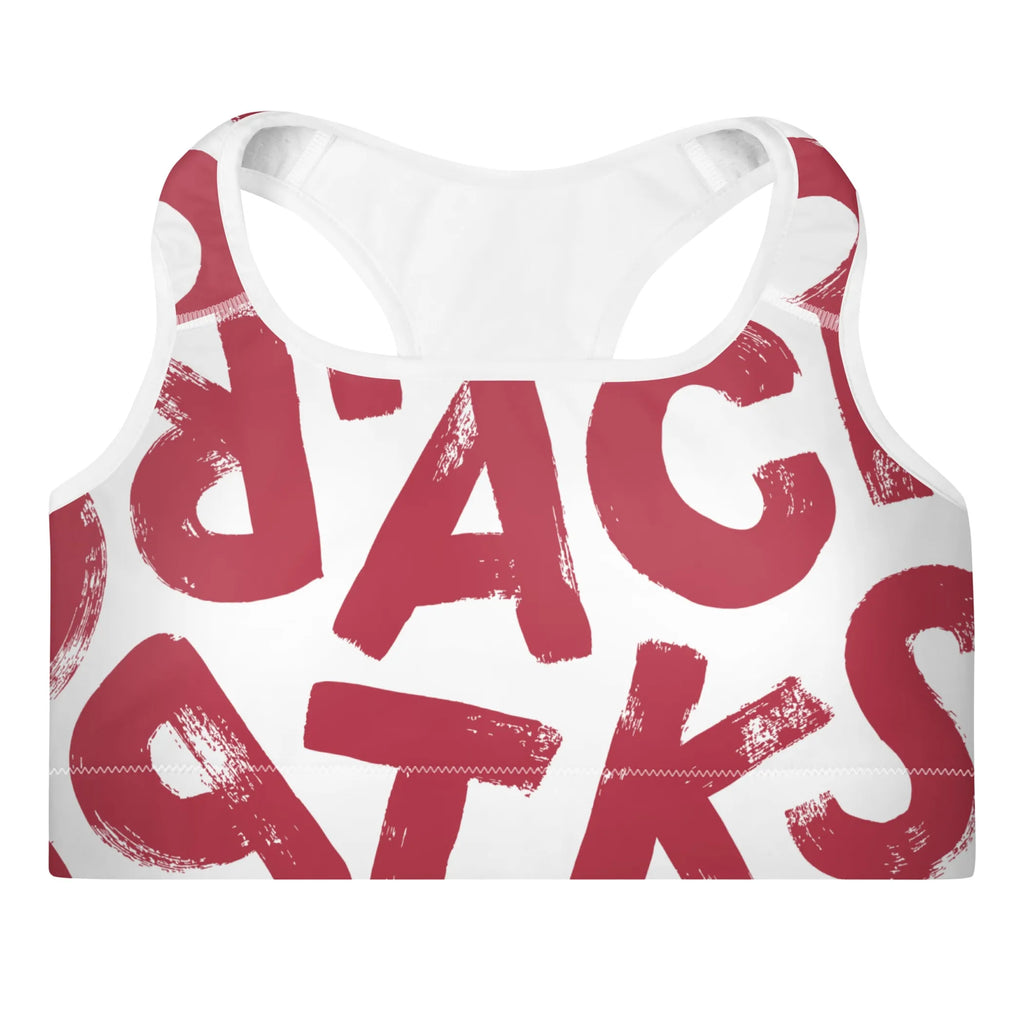 Red and White Pattern Women's Work Out Bra - XS, 1
