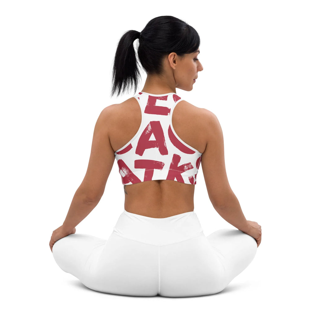 Red and White Pattern Women's Work Out Bra