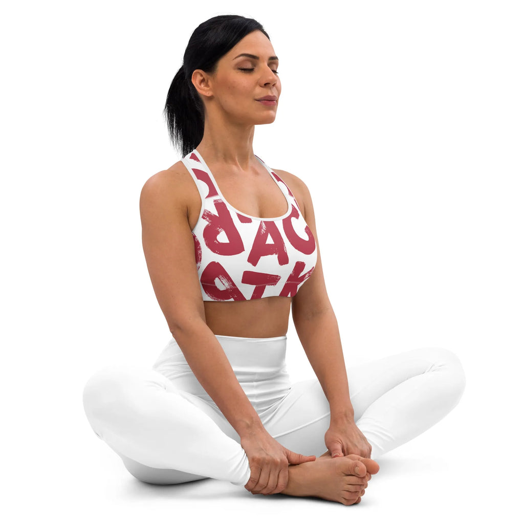 Red and White Pattern Women's Work Out Bra