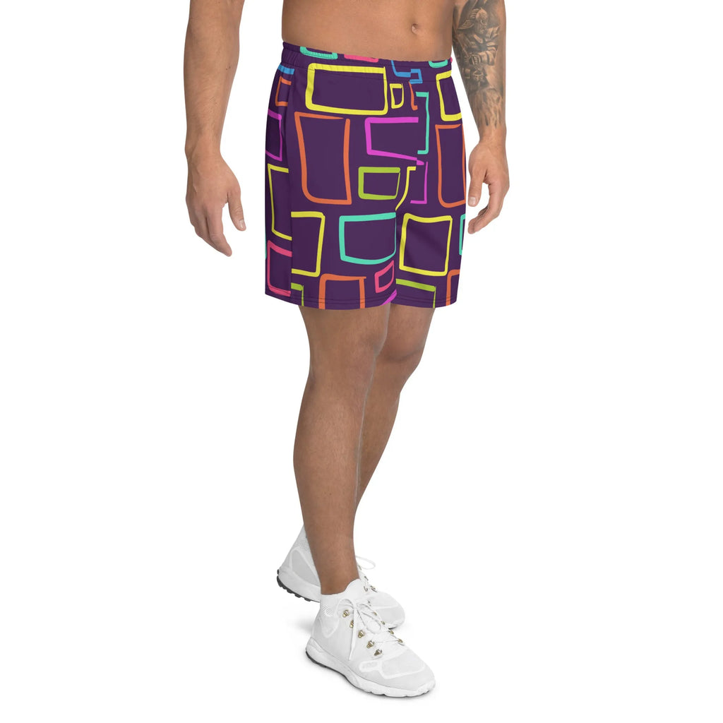 Multicoloured Box Print Men's Athletic Shorts