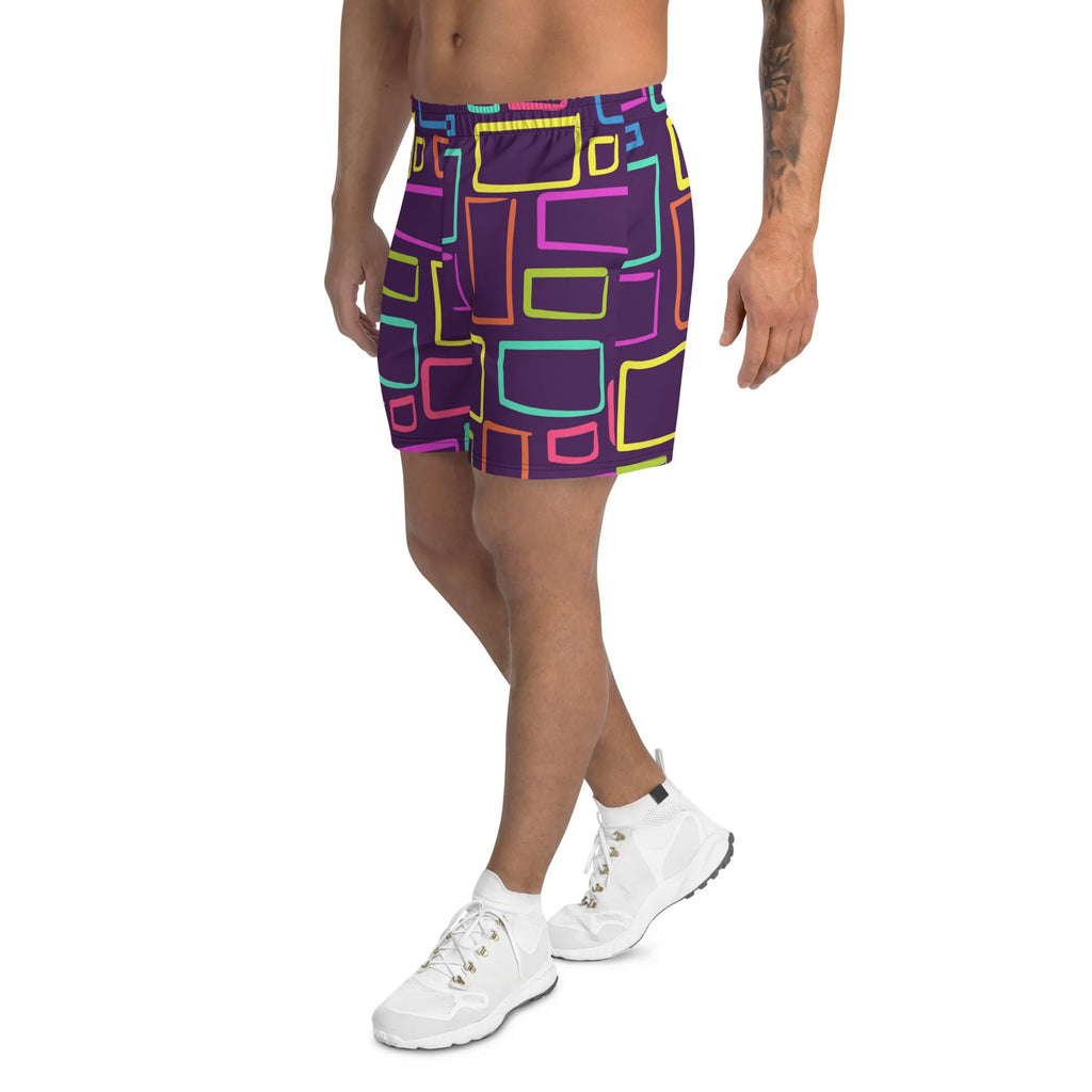 Multicoloured Box Print Men's Athletic Shorts