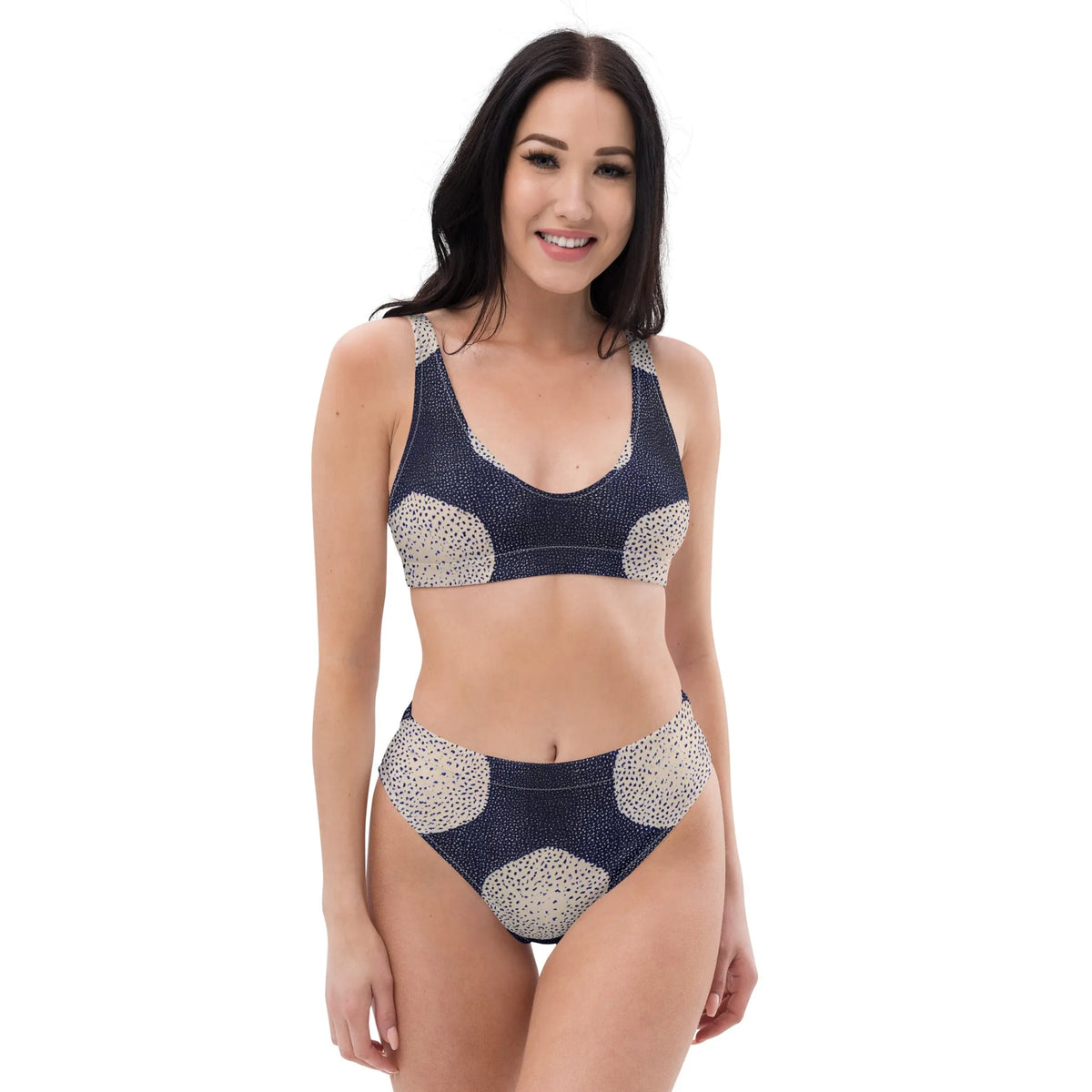 Cream Circle African Print High-Waisted Two Piece Swimwear for Women - 2XL, 1