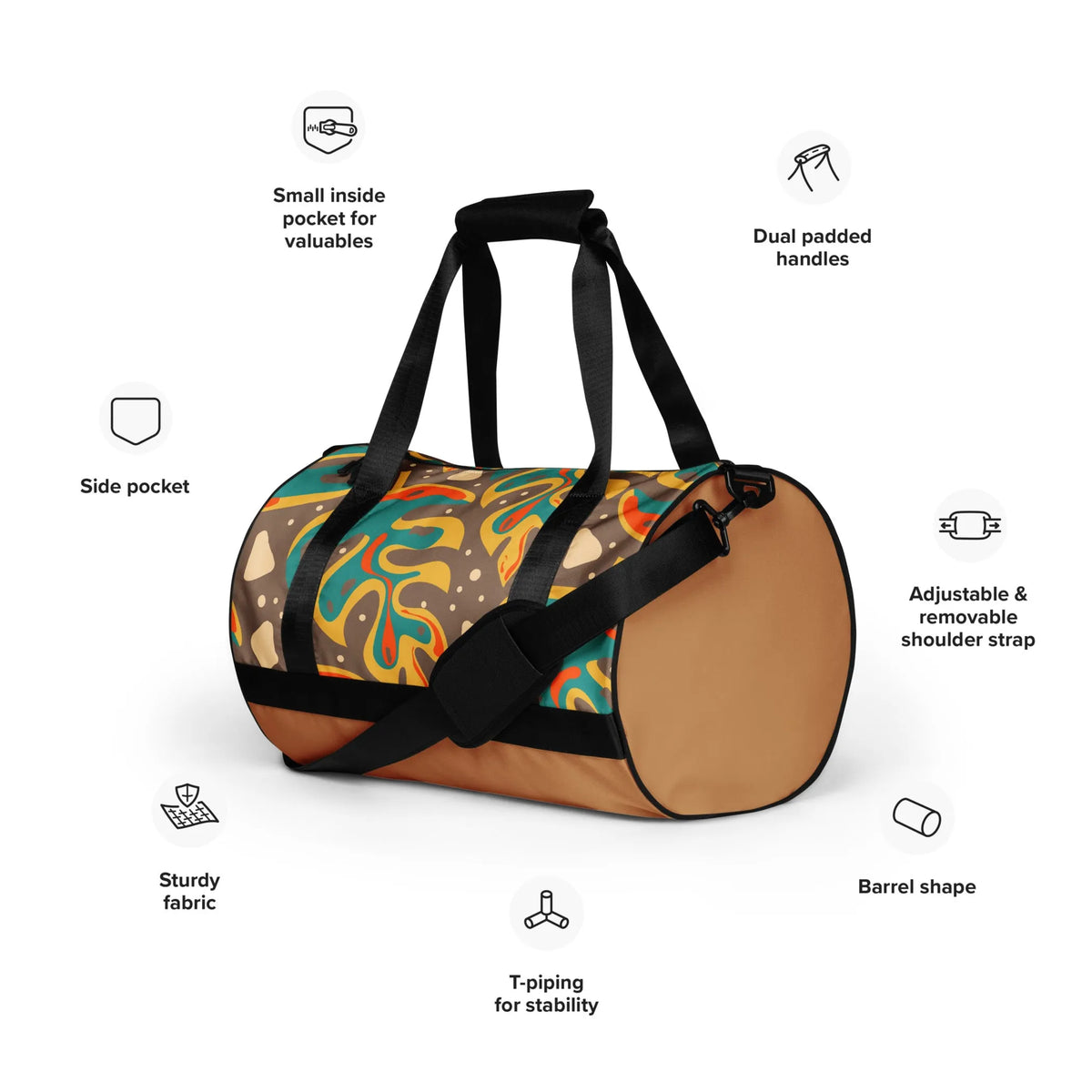 Brown Leafy Print Gym Bag