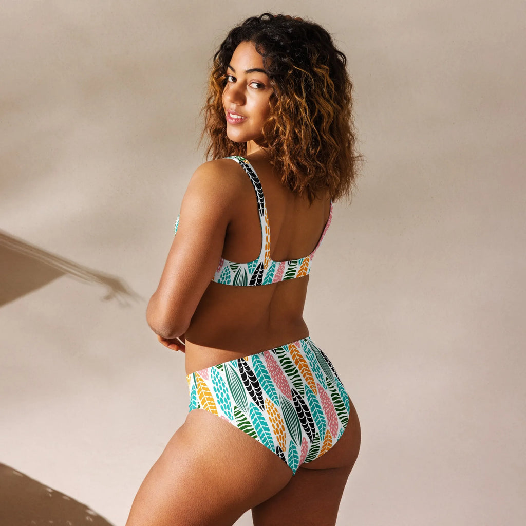Leaf Jungle Print Recycled High-Waisted Bikini