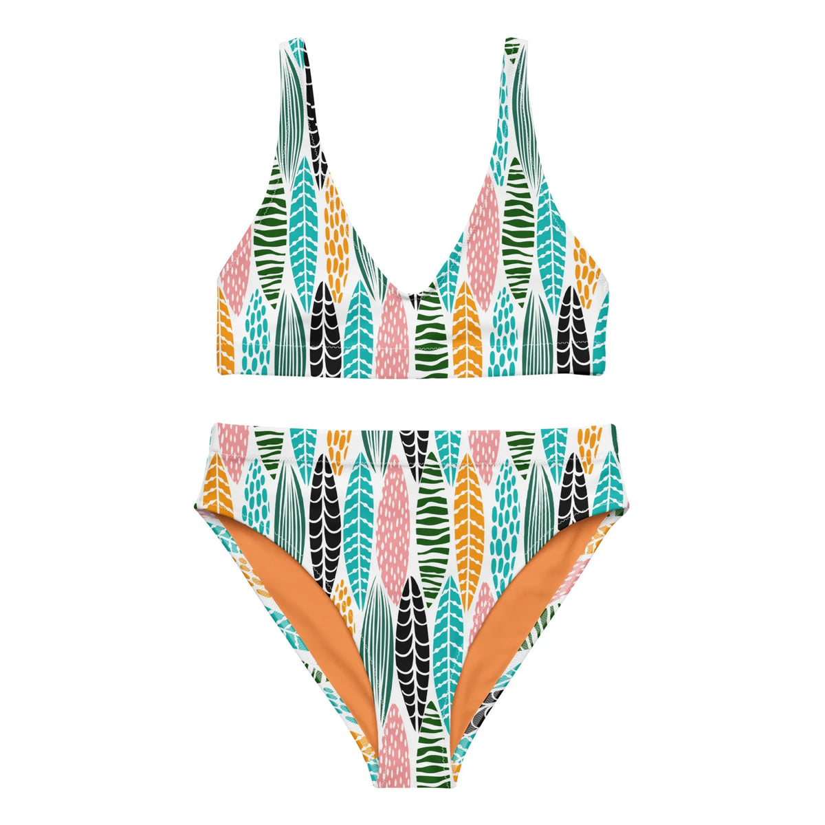 Leaf Jungle Print Recycled High-Waisted Bikini - 2XL, 1