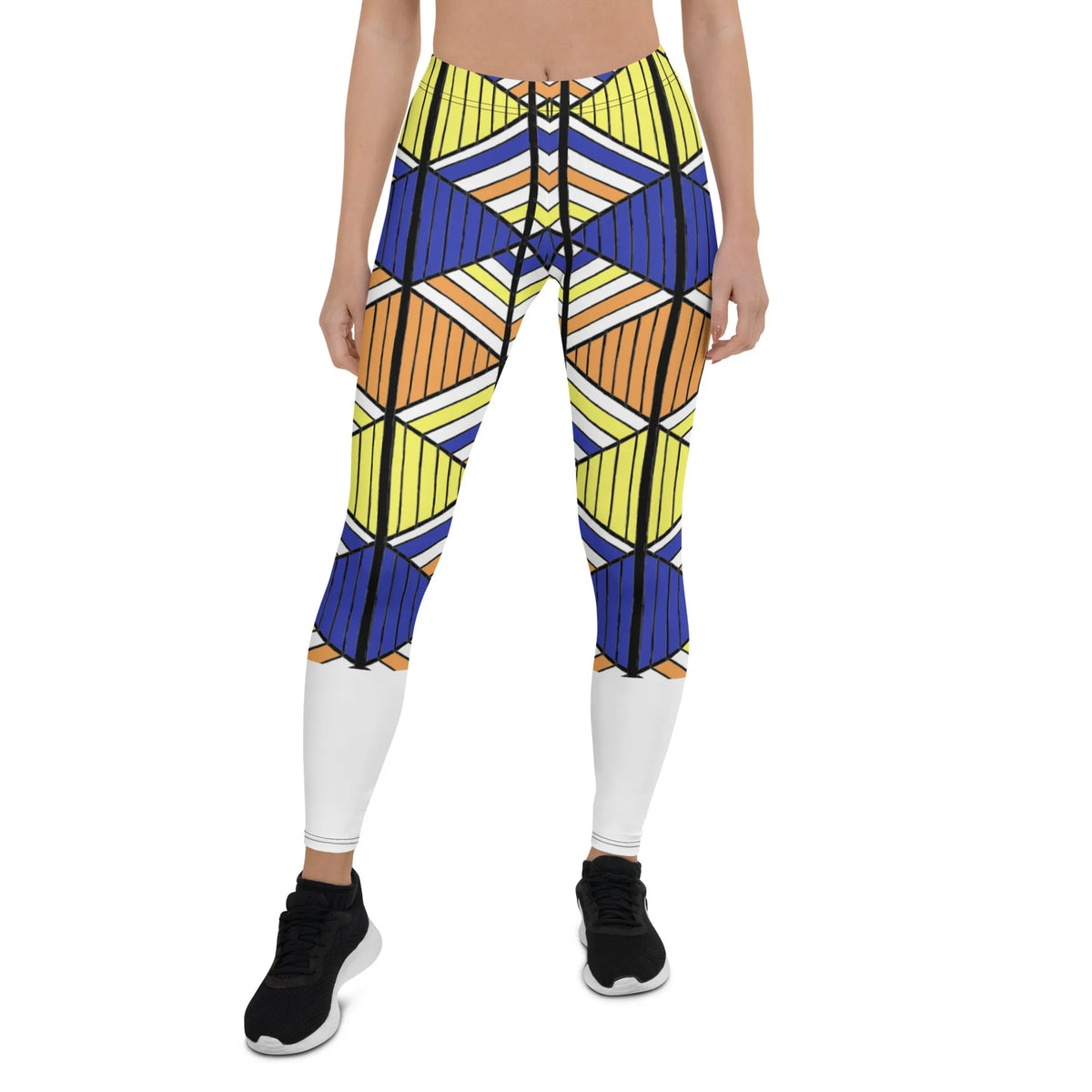 African Pattern Shorts - Yellow and blue african pattern, XL, 1