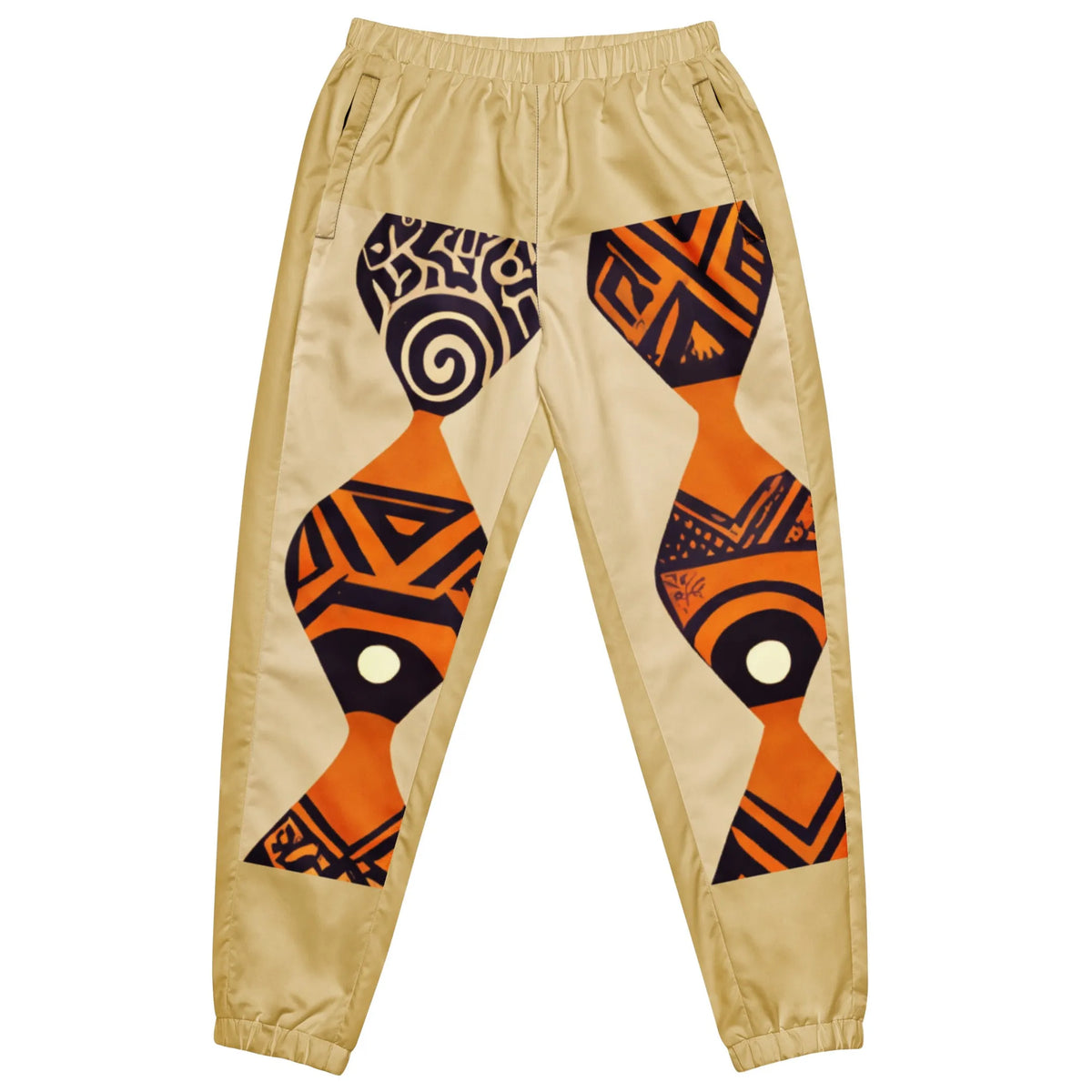 Unisex Track Pants - Brown diamonds african printed, M, 1